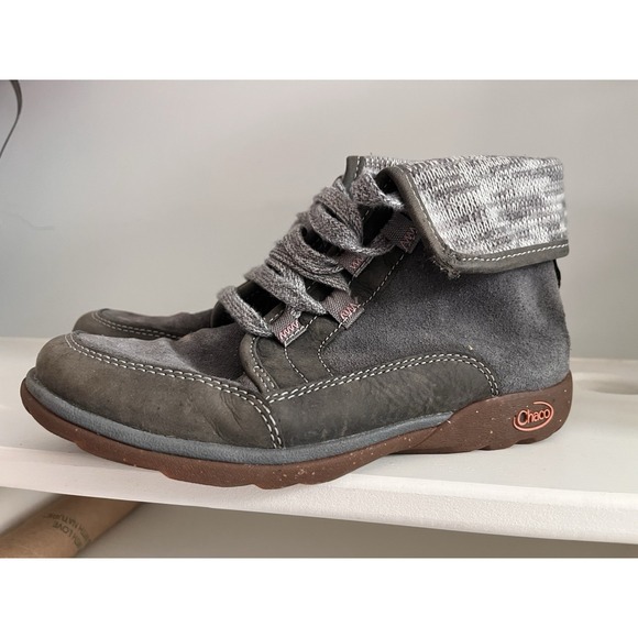 Chaco Shoes - Chaco Barbary Hiking Boots Gray Outdoor Suede Leather Women's 6.5 W1